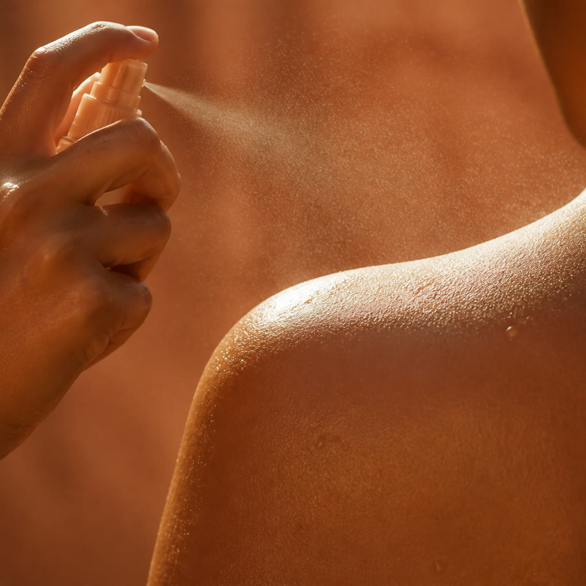 A fine mist on warm skin