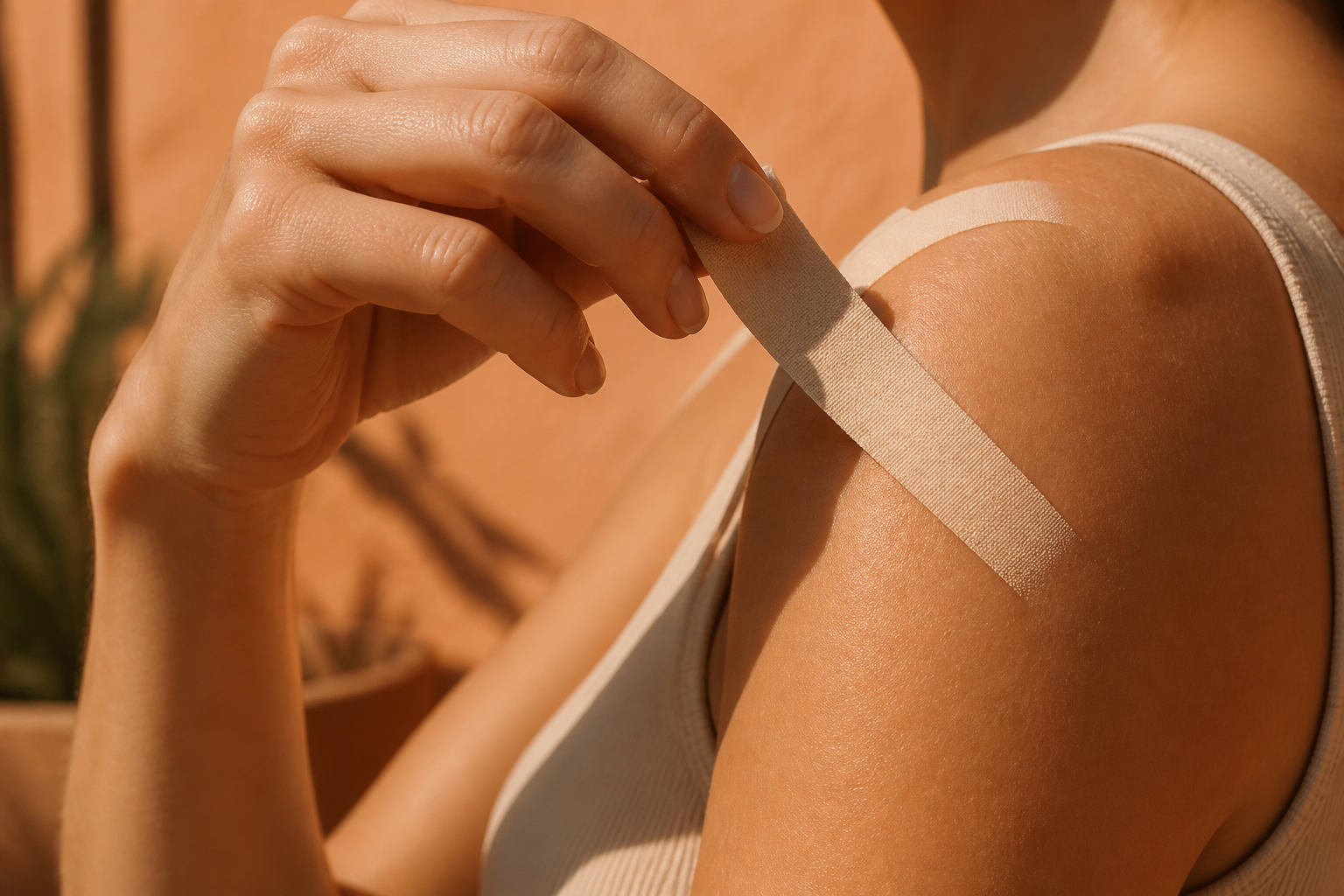 Tape lifting from a shoulder